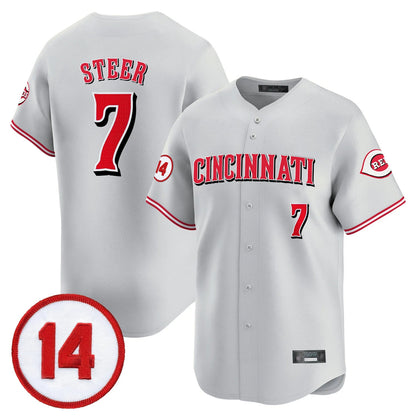 Cincinnati Reds #7 Spencer Steer Player Gray MIKSHPS Vapor Premier Limited Home Stitched Jerseys