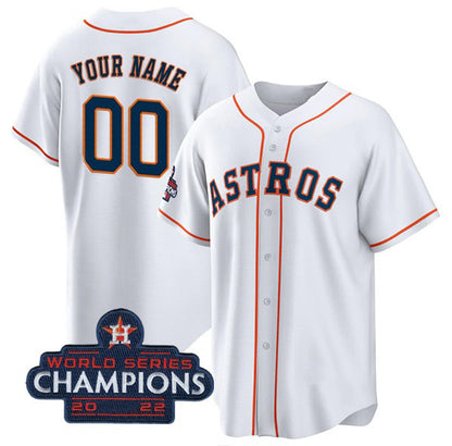 Custom Houston Astros Active Player White MIKSHPS 2022 World Series Champions Cool Base Stitched Jersey