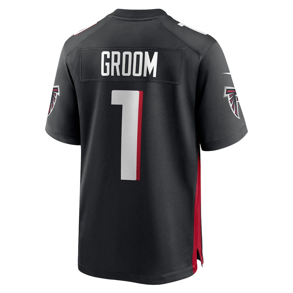 A.Falcons Number #1 Groom Black MIKSHPS Game Jersey