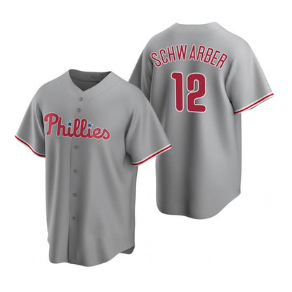 Philadelphia Phillies #12 Kyle Schwarber Gray MIKSHPS Cool Base Stitched Jersey