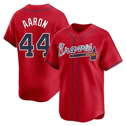 Atlanta Braves #44 Hank Aaron Player Red MIKSHPS Limited Home Game Stitched Jerseys