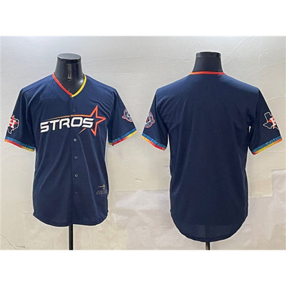 Houston Astros Blank Navy MIKSHPS 2025 City Connect With Texas Patch Limited Stitched Jersey