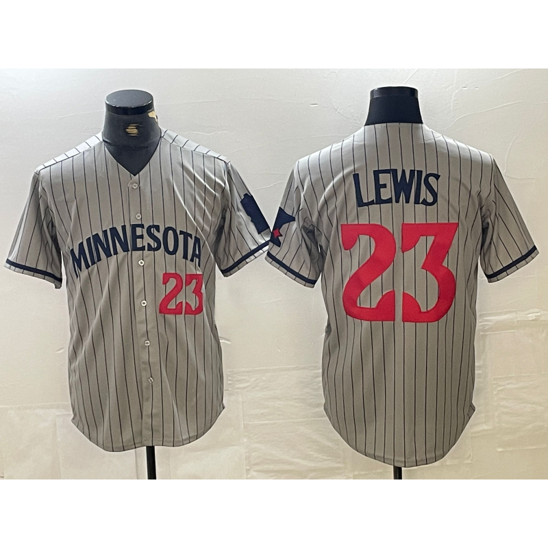 Minnesota Twins #23 Royce Lewis Number 2023 Grey MIKSHPS Home Team Cool Base Stitched Jerseys