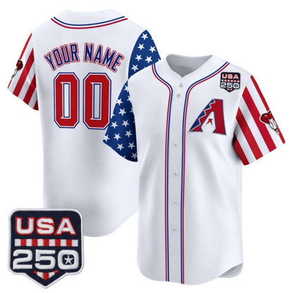 Custom Arizona Diamondbacks America 250 Edition Vapor Premier Limited White MIKSHPS Stitched Jerseys