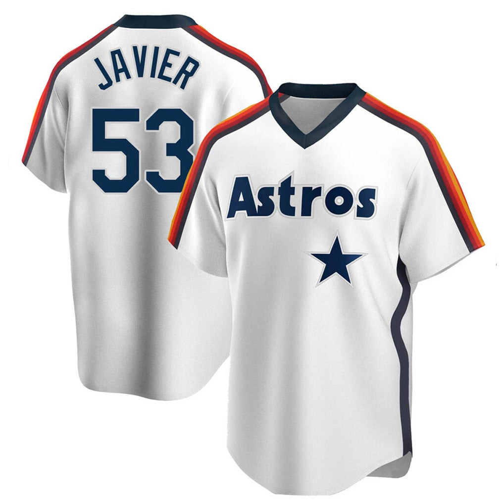Houston Astros #53 Cristian Javier Player White MIKSHPS Cooperstown Collection T-shirt Stitched Jerseys