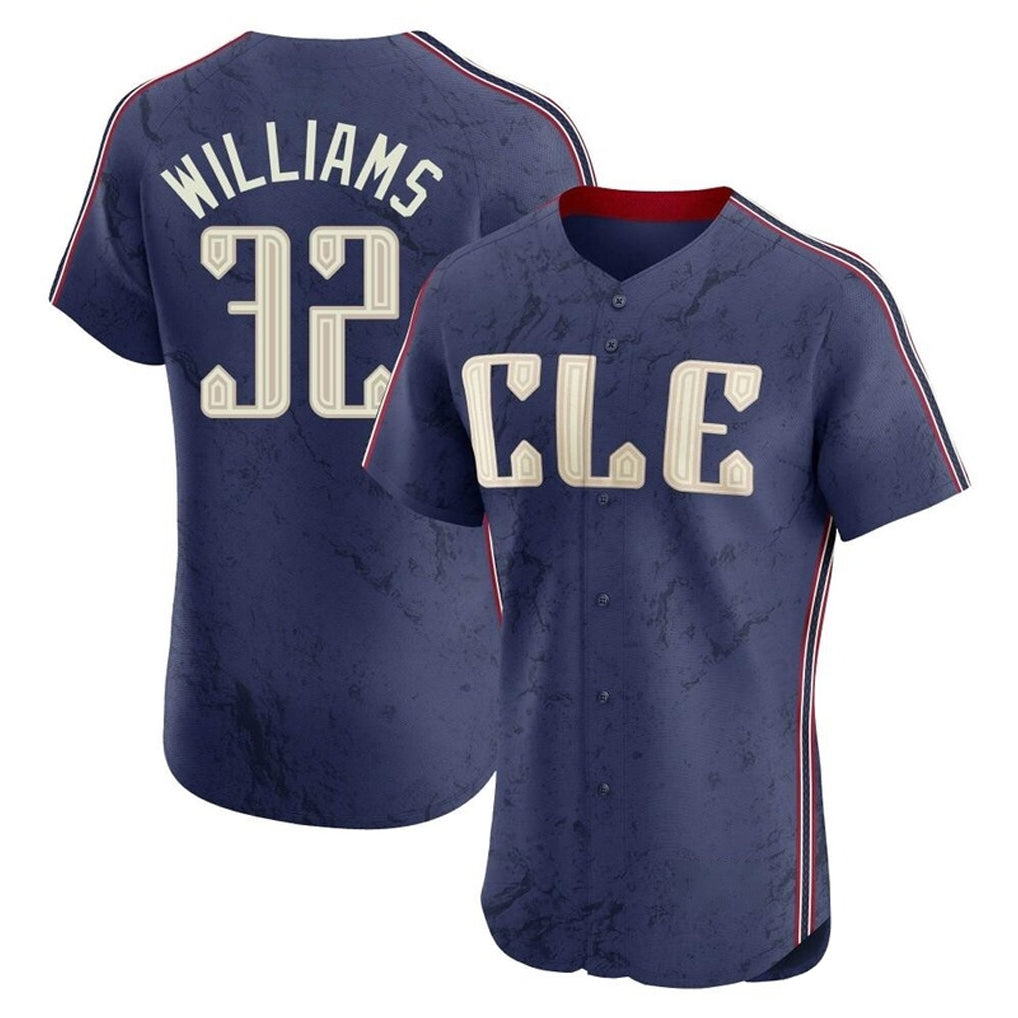 Cleveland Guardians #32 Gavin Williams Player Navy MIKSHPS City Connect Limited Elite Home Stitched Jerseys