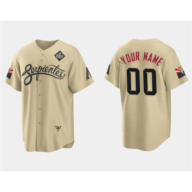 Custom Arizona Diamondbacks Active Player Gold MIKSHPS 2023 World Series City Connect Cool Base Stitched Jersey