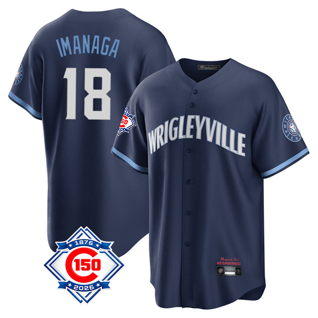Chicago Cubs #18 Shota Imanaga Player Navy MIKSHPS 150th Anniversary City Connect Home Game Stitched Jerseys