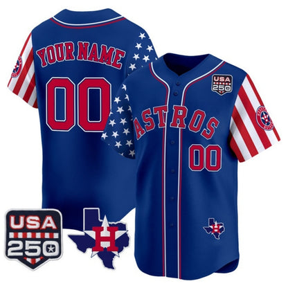 Custom Houston Astros America 250 Edition Vapor Premier Limited Royal MIKSHPS Stitched Jerseys