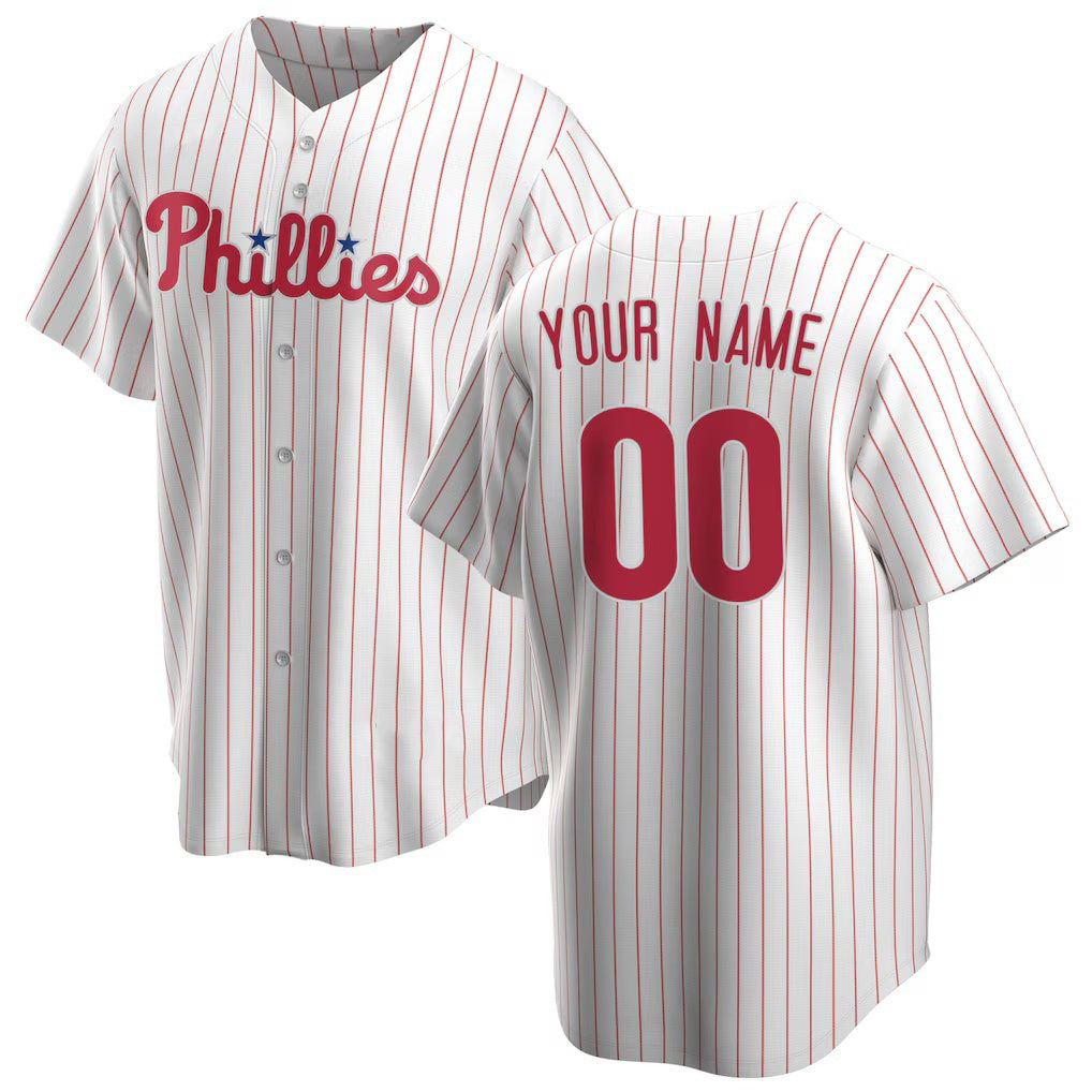 Custom Philadelphia Phillies White MIKSHPS Home Replica Jersey