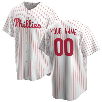 Custom Philadelphia Phillies White MIKSHPS Home Replica Jersey