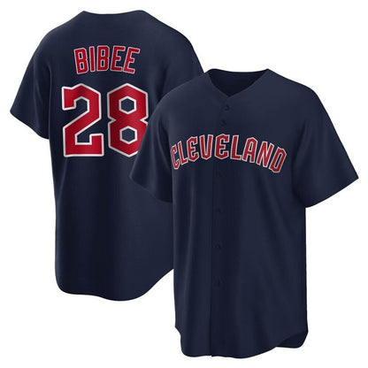 Cleveland Guardians #28 Tanner Bibee Player Navy MIKSHPS Game Home Stitched Jerseys