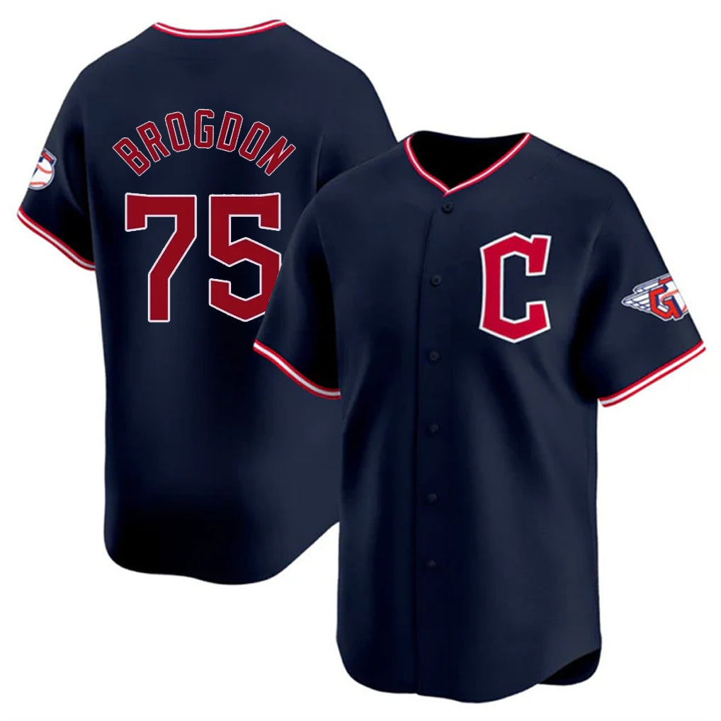 Cleveland Guardians #75 Connor Brogdon Player Navy MIKSHPS Limited Home Stitched Jerseys