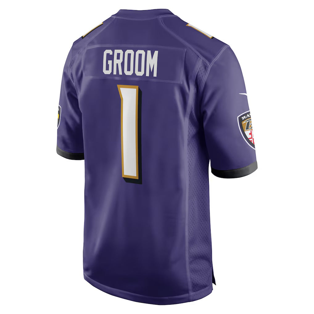 B.Ravens Number #1 Groom Purple MIKSHPS Game Jersey