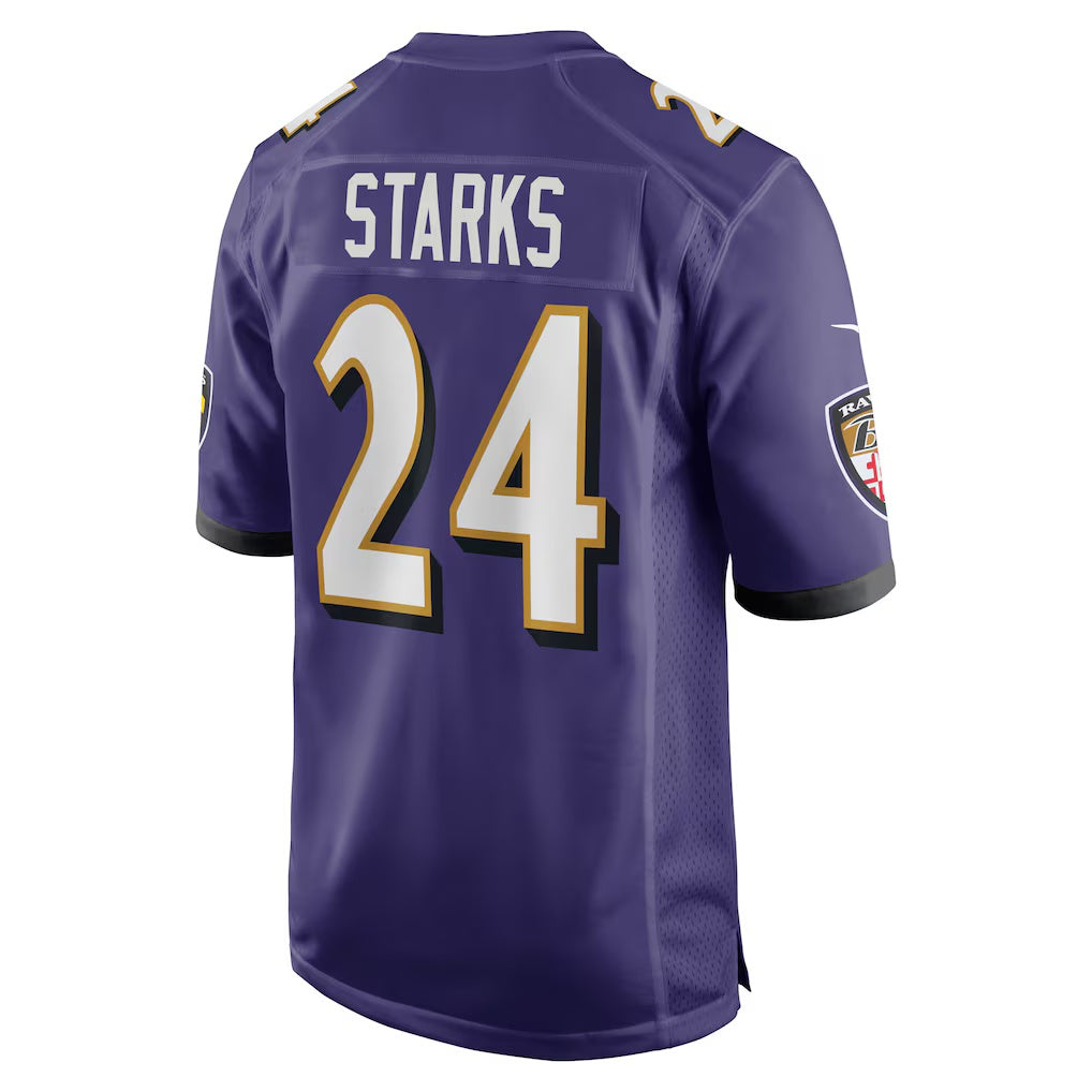 B.Ravens #24 Malaki Starks Purple MIKSHPS 2025 active First Round Pick Game Jersey