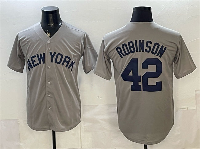 New York Yankees #42 Jackie Robinson Grey MIKSHPS Stitched Jersey
