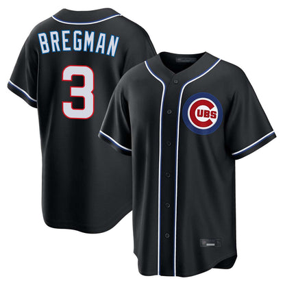 Chicago Cubs #3 Alex Bregman Player Black MIKSHPS Fashion Out Game Stitched Jerseys