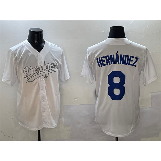 Los Angeles Dodgers #8 Enrique Hernandez White MIKSHPS Fashion Cool Base Stitched Jersey