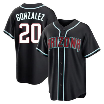 Arizona Diamondbacks #20 Luis Gonzalez Player Black MIKSHPS Home Game Stitched Jerseys
