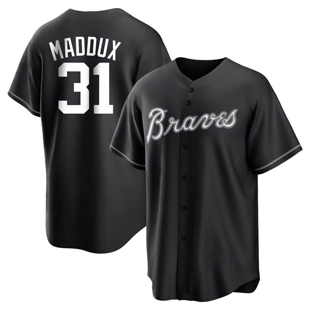 Atlanta Braves #31 Greg Maddux Player Black MIKSHPS Home Game Stitched Jerseys