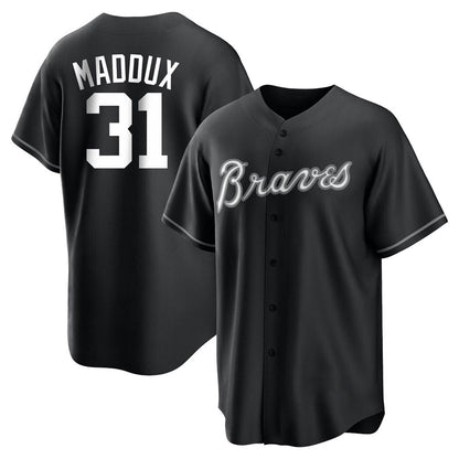 Atlanta Braves #31 Greg Maddux Player Black MIKSHPS Home Game Stitched Jerseys