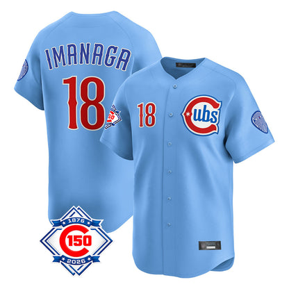 Chicago Cubs #18 Shota Imanaga Player Light Blue MIKSHPS 150th Anniversary Limited Home Stitched Jerseys