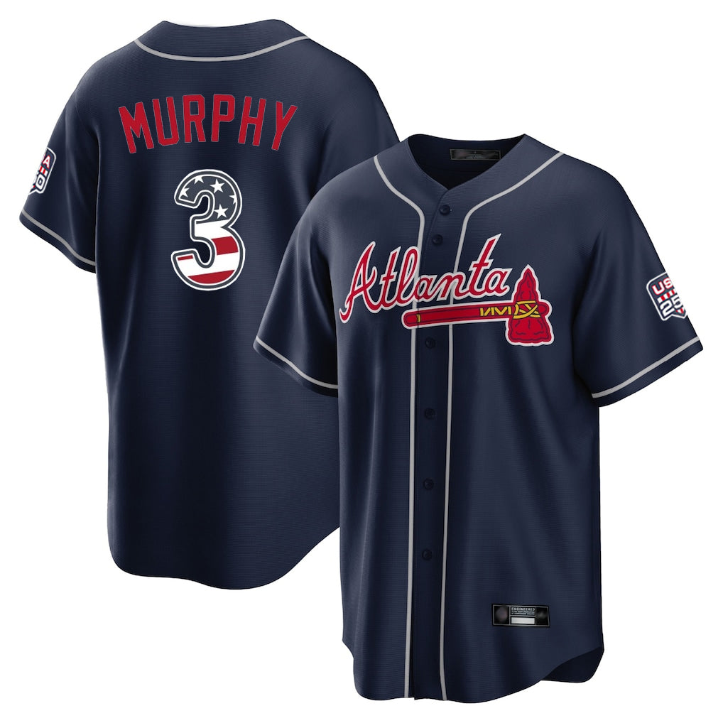Atlanta Braves #3 Dale Murphy Player Navy MIKSHPS USA 250 Fourth Of July Limited Home Game Stitched Jerseys