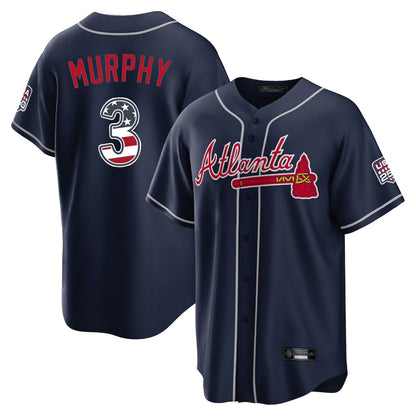 Atlanta Braves #3 Dale Murphy Player Navy MIKSHPS USA 250 Fourth Of July Limited Home Game Stitched Jerseys