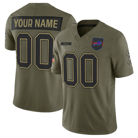 Custom B.Bills Active Player Olive MIKSHPS 2025 Salute to Service Limited Stitched Jersey