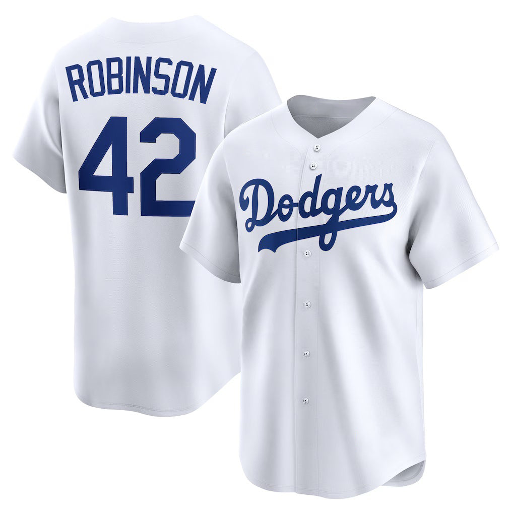 Los Angeles Dodgers #42 Jackie Robinson White MIKSHPS Throwback Cooperstown Collection Limited Jersey