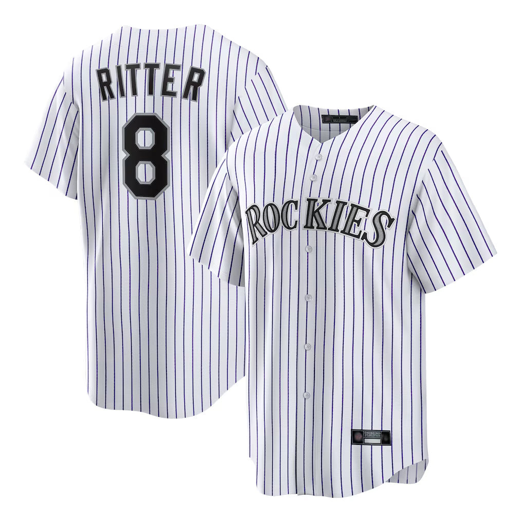Colorado Rockies #8 Ryan Ritter Player White MIKSHPS Game Home Stitched Jerseys