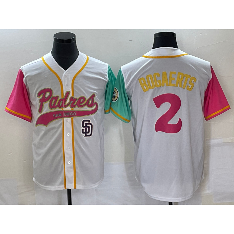 San Diego Padres #2 Xander Bogaerts White MIKSHPS NEW 2023 City Connect Cool Base Stitched Jersey 4