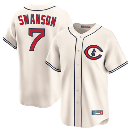 Chicago Cubs #7 Dansby Swanson Player Cream MIKSHPS Field of Dreams Limited Home Game Stitched Jerseys
