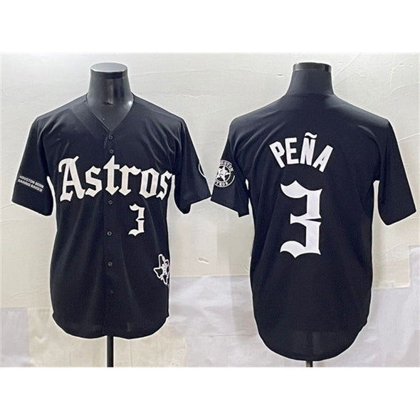 Houston Astros #3 Jeremy Pena Black MIKSHPS Gothic 'Houston Born Barrio Raised' Limited Stitched Jersey