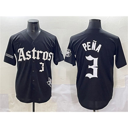 Houston Astros #3 Jeremy Pena Black MIKSHPS Gothic 'Houston Born Barrio Raised' Limited Stitched Jersey
