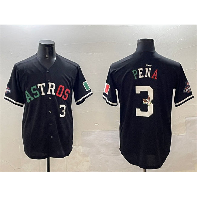 Houston Astros #3 Jeremy Pena Black MIKSHPS Mexico With World Serise Champions Patch Cool Base Stitched Jersey