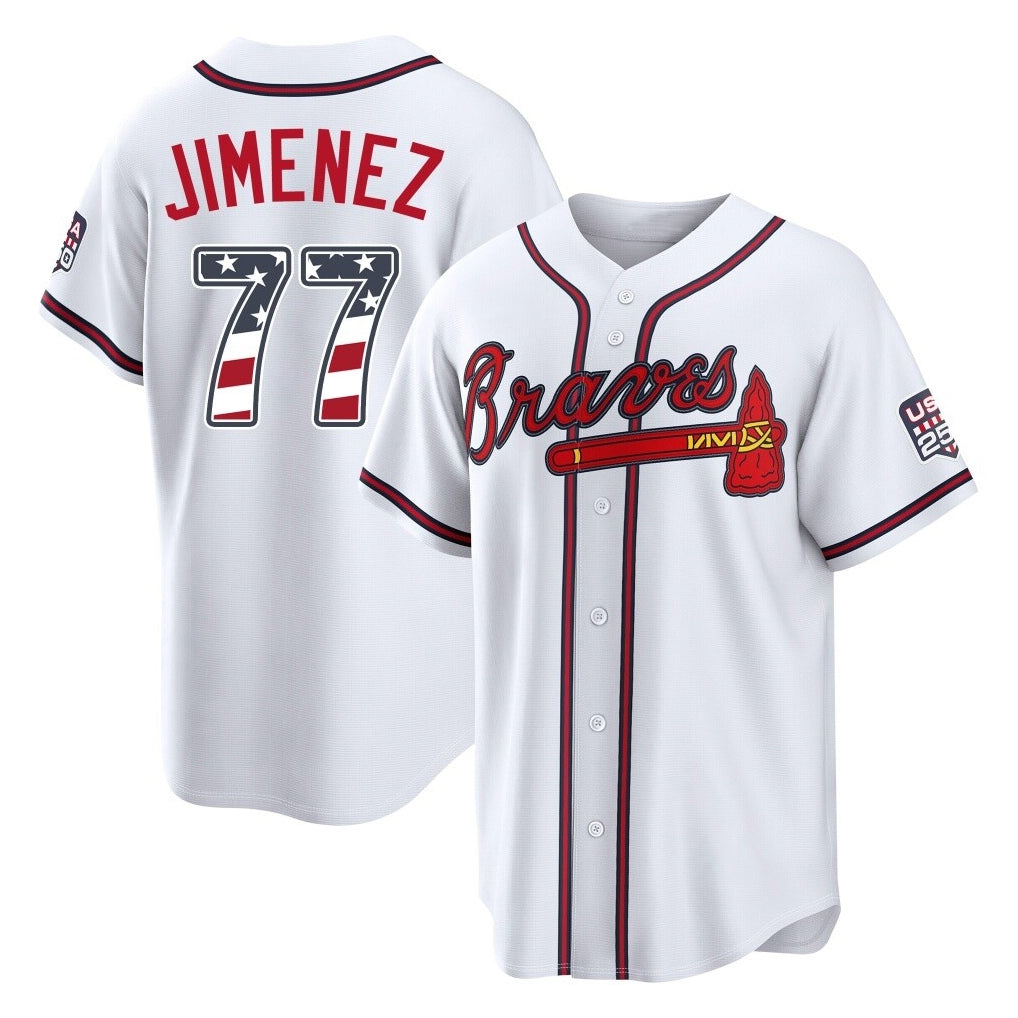 Atlanta Braves #77 Joe Jimenez Player White MIKSHPS USA 250 Fourth Of July Limited Home Game Stitched Jerseys