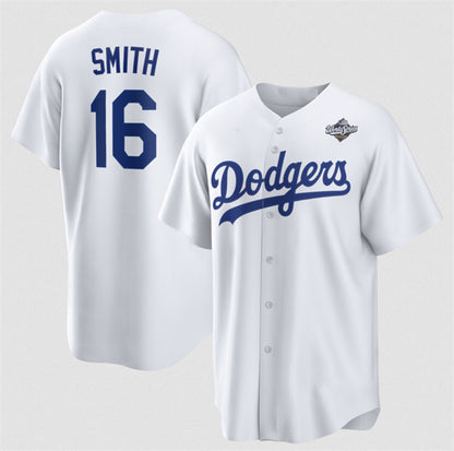 Los Angeles Dodgers #16 Will Smith White MIKSHPS 2025 World Series Home Cool Base Stitched Jersey
