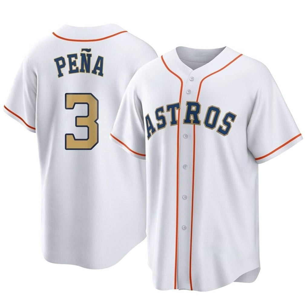 Houston Astros #3 Jeremy Pena Player Gold MIKSHPS Collection Game Home Stitched Jerseys