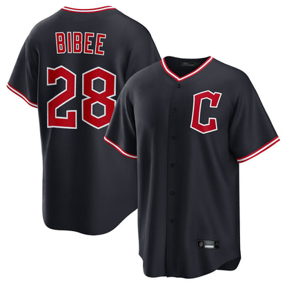 Cleveland Guardians #28 Tanner Bibee Player Navy MIKSHPS Home Game Stitched Jerseys
