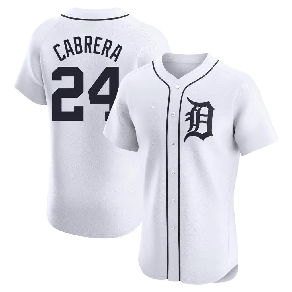 Detroit Tigers #24 Miguel Cabrera Player White MIKSHPS Limited Elite Home Stitched Jerseys