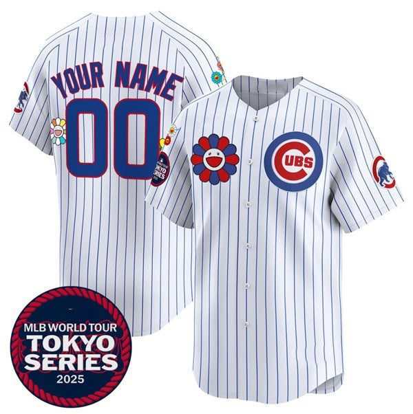 Custom Chicago Cubs Active Player White MIKSHPS 2025 Tokyo Series Limited Stitched Jersey