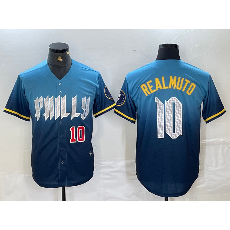 Philadelphia Phillies #10 JT Realmuto Number Blue MIKSHPS 2024 City Connect Limited Stitched Jerseys