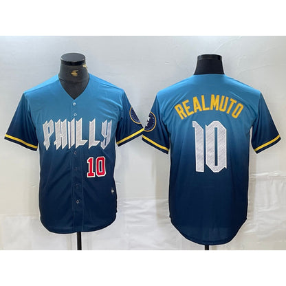 Philadelphia Phillies #10 JT Realmuto Number Blue MIKSHPS 2024 City Connect Limited Stitched Jerseys