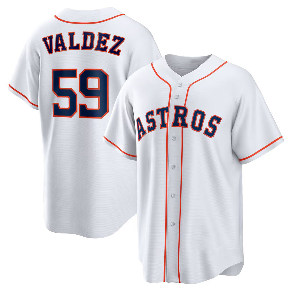 Houston Astros #59 Framber Valdez White MIKSHPS Home Replica Jersey