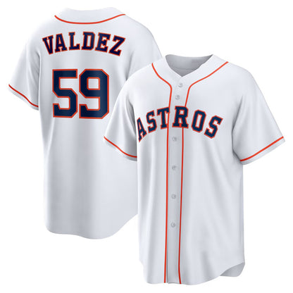 Houston Astros #59 Framber Valdez White MIKSHPS Home Replica Jersey
