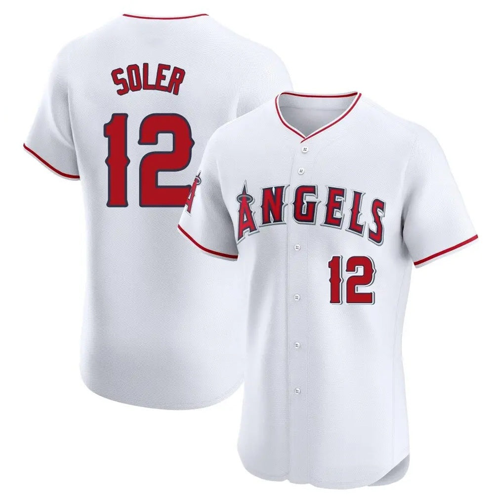 Los Angeles Angels #12 Jorge Soler Player White MIKSHPS Limited Elite Stitched Home Jerseys