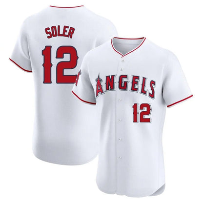Los Angeles Angels #12 Jorge Soler Player White MIKSHPS Limited Elite Stitched Home Jerseys
