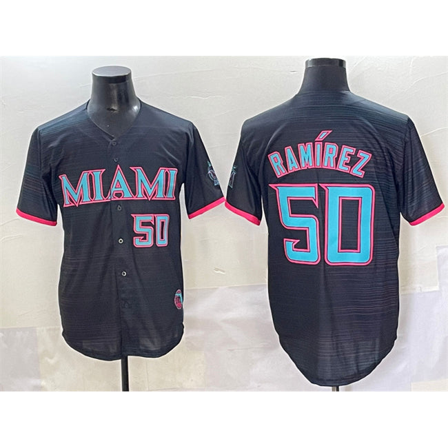 Miami Marlins #50 Agust¨ªn Ram¨ªrez Black MIKSHPS 2025 City Connect Limited Stitched Jersey