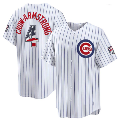Chicago Cubs #4 Pete Crow-Armstrong USA 250 Fourth of July Home Stadium Jersey - White MIKSHPS